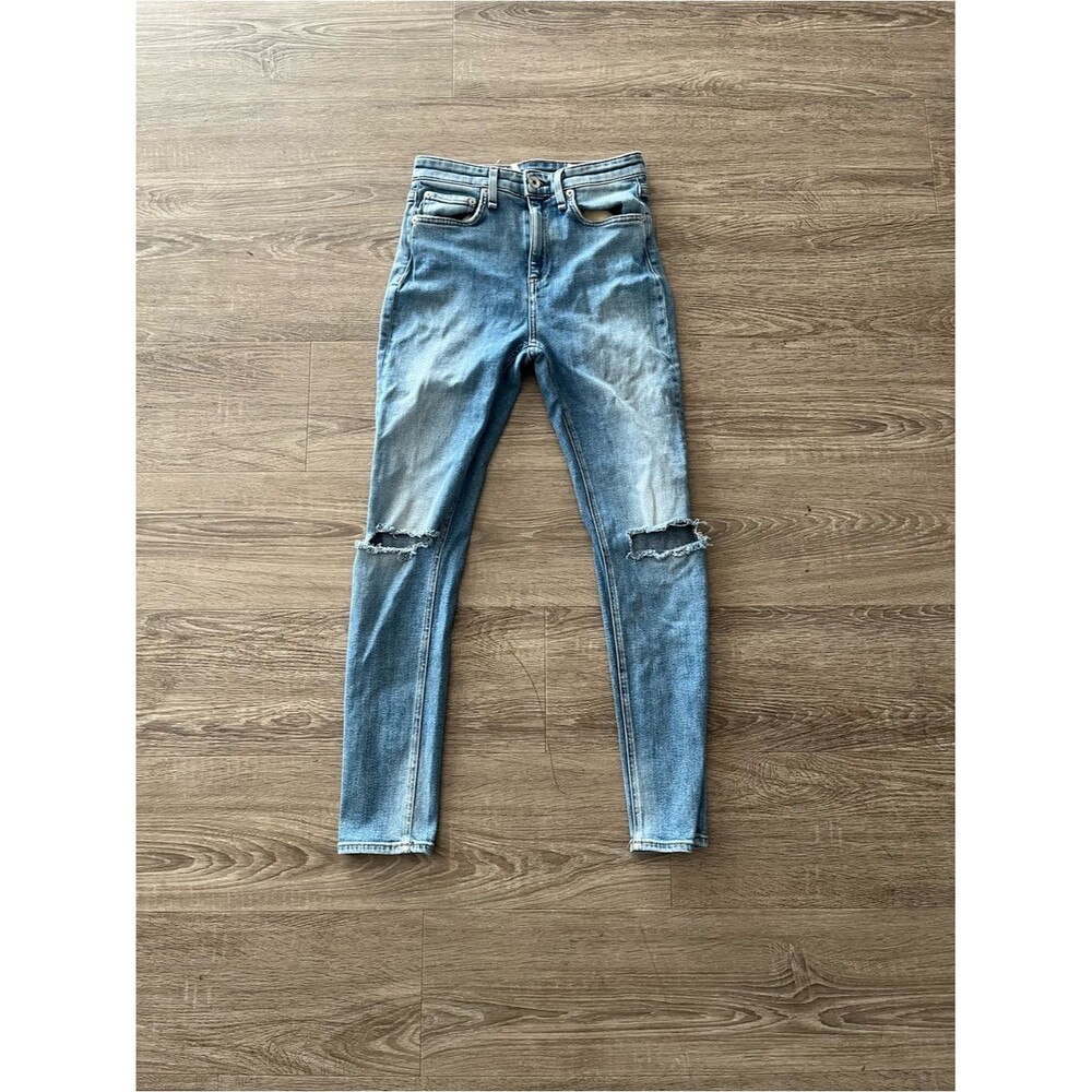 Rag & Bone Nina High Rise Ankle Skinny Tulsa Cigarette Jean Womens 25 Distressed